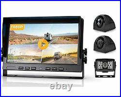 Fursom 1080P 10'' Backup Camera System with 3 Cams Wired Truck Reverse Camera