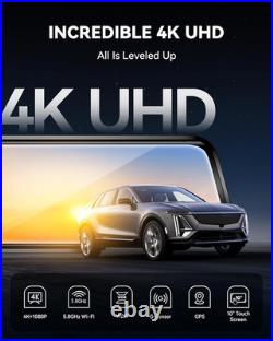 G930 10'' Rear View Mirror Camera with 5.8Ghz Wifi, 4K Dash Cam Front, Rear 64GB