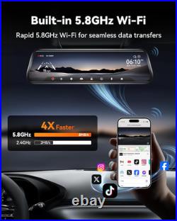 G930 10'' Rear View Mirror Camera with 5.8Ghz Wifi, 4K Dash Cam Front, Rear 64GB G930 10'' Rear View Mirror Camera with 5.8Ghz Wifi, 4K Dash Cam Front, Rear 64GB