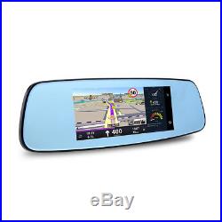 GPS Navi 4G Bluetooth 7inch Car Rear View Mirror Monitor DVR+Reverse IR Camera