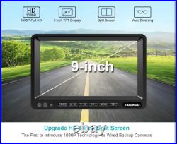 HD 1080P 9 Wired Backup Camera System, 9-inch DVR Dual Split Screen Monito HD 1080P 9 Wired Backup Camera System, 9-inch DVR Dual Split Screen Monito