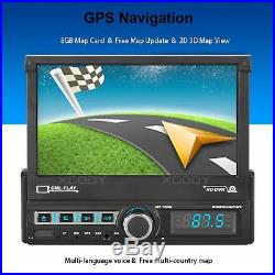 HD 1Din 7'' Car Stereo Radio Player BT GPS Navigation Rear View Camera + US Map