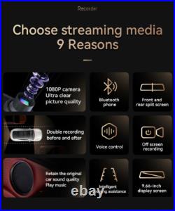 IPS+1080P Rear View Mirror Dashcam 9.66 WiFi GPS Carplay BT5.0