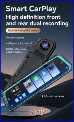 IPS+1080P Rear View Mirror Dashcam 9.66 WiFi GPS Carplay BT5.0