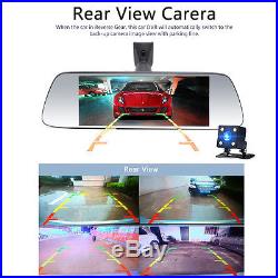 Junsun 3G 7 Vehicle Dual Lens Bluetooth Rear View Mirror Dash Cam+Backup Camera
