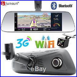 Junsun 7'' 3G Dual Lens Bluetooth Car DVR GPS Rear view Mirror Back Up Camera