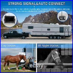 Magnetic Solar Wireless Backup Camera 7'' DVR Kit HD 1080P For RV Trailer Truck
