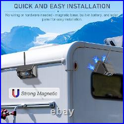 Magnetic Solar Wireless Backup Camera 7'' DVR Kit HD 1080P For RV Trailer Truck