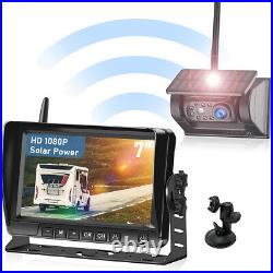 Magnetic Solar Wireless Backup Camera + 7'' Monitor Battery Cam for RV Camper
