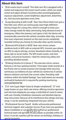 Mirror Dash Cam, Rear View Mirror Camera, Smart Touch Screen, Dash Cam