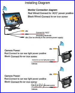 Motorhome Truck Trailer Wireless Dual Backup Camera 7 Monitor Rear View System