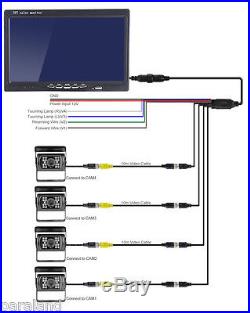 New Rear View Kit Backup System 7 Quad/ Split Monitor + 4× CCD Reversing Camera