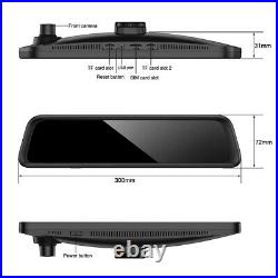 Panoramic WIFI Dash Cam 4 Cameras Lens 12Screen Android Car Rearview Mirror Dvr