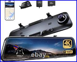 Pelsee P12 Plus 4K WiFi Rear View Mirror Camera, 12 Mirror Dash Cam Front an Pelsee P12 Plus 4K WiFi Rear View Mirror Camera, 12 Mirror Dash Cam Front an