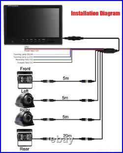 Quad 7'' Monitor Rear View Backup HD Camera Parkin Night Vision For Rv Truck BUS