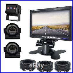Quad Split 4CH Video Input 7'' Monitor Side/ Rear View Cameras For Truck RV Bus