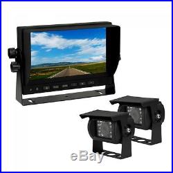 Rear View Backup Camera Cab Observation System 7 Wired Monitor+2 Color Cameras