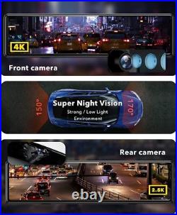 REDTIGER 4K Mirror Dash Cam Dash Cam Front and Rear View Camera Free SD card