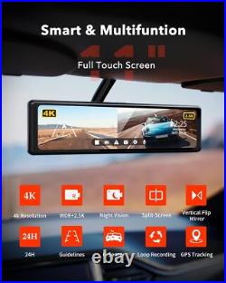 REDTIGER 4K Mirror Dash Cam Dash Cam Front and Rear View Camera Free SD card