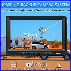 RV 7'' Quad Split Monitor Backup Camera System Wired Rear Side View 1080P DVR