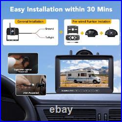 RV Backup Camera Wireless 7'' Monitor 4-Channel System IR Night Vision 150° Wide