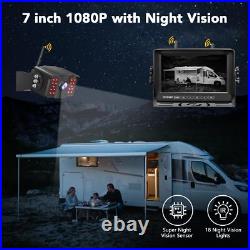 RV Backup Camera Wireless 7'' Monitor 4-Channel System IR Night Vision 150° Wide