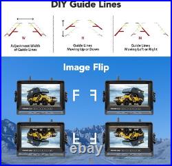 RV Backup Camera Wireless 7'' Monitor 4-Channel System IR Night Vision 150° Wide