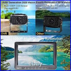 RV Backup Camera Wireless HD 1080P 7'' Split Screen DVR Monitor Bluetooth. New