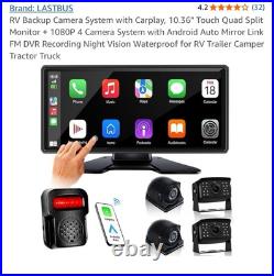 RV Camera System Carplay 10.36 Touch Quad Monitor 1080P Backup Camera
