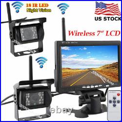 RV Truck Trailer 7 Wireless LCD Monitor Reversing System+2x Backup Camera