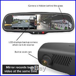 Rear View Mirror with DUAL CAMERA HD DVR Dash Cam with Microphone + Wifi App