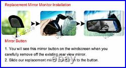 Reverse Backup Camera + Replacement Rear view Mirror Monitor for Jeep Wrangler