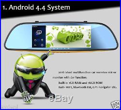 Smart Android 7 Full HD Rear View Mirror GPS WIFI Car DVR Dual Camera Recorder