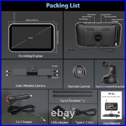 Solar Wireless Backup Camera 7 Monitor Rechargeable 1080P Waterproof Car Truck