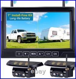 Solar Wireless Backup Camera System with 7 LCD Monitor, Dual HD Cams