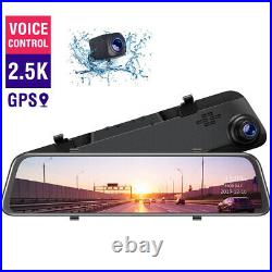 TOGUARD 2.5K GPS Mirror Dash Cam 12 Voice Control Front Rear View Car Camera US