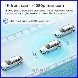 TOGUARD Dual Dash Cam 4K GPS 12 Mirror Backup Camera Car Rear View DVR Recorder
