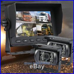 Truck Bus Trailer Reversing Security SYSTEM 2 Rear View Camera Kit + 4CH Monitor