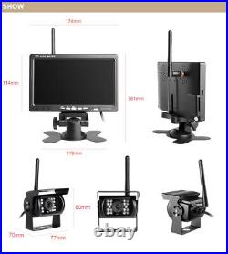 Truck Caravan RVs 7 Wireless Reverse Monitor 2x IR Rear View Backup Camera Kit