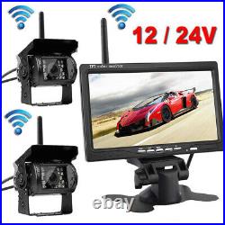 Truck Dual Reversing Camera 7 Monitor Rearview Wireless HD Night Vision System