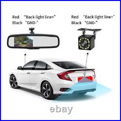 US 4.3'' Car Reversing Dimming Rear View Mirror Monitors&LED Camera Night Vision
