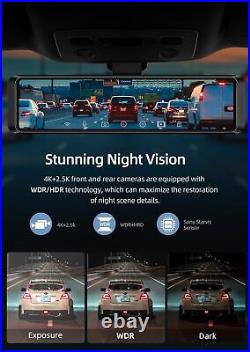 VanTop 12 4K WiFi Car Mirror Dash Cam Voice Control GPS Backup Rear View Camera