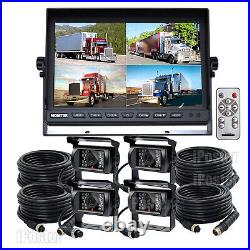 Vehicle Backup Camera 10.1 Quad Split Monitor 4 Front Rear View for RV Trailer