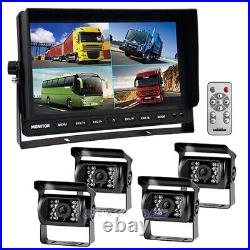 Vehicle Backup Camera 10.1 Quad Split Monitor 4 Front Rear View for RV Trailer