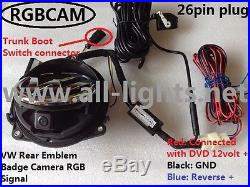 Volkswagen emblem flip rearview camera vw flip camera with RGB plug and play