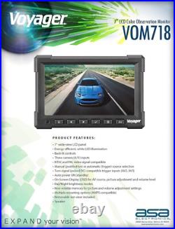 Voyager VOM718 7 Rear View Wide Format LCD Backup Monitor with 3 Camera Inputs
