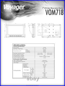 Voyager VOM718 7 Rear View Wide Format LCD Backup Monitor with 3 Camera Inputs
