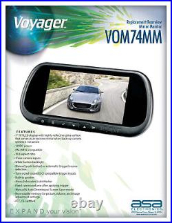 Voyager VOM74MM 7 Rearview Mirror Monitor with 3 Inputs for Rear and Side Cameras