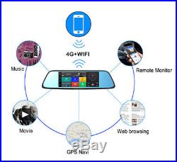 WIFI 4G HD Dual Lens 7 Car DVR Rear View Mirror Android Dash cam GPS Camera