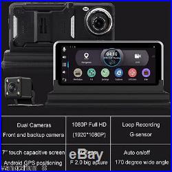 WIFI HD 1080P 7 Android Car Dual Camera Rear View DVR Recorder+ GPS Navigator